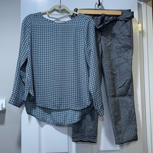 💛Bundle of 2 - Gently Preloved Loft Marisa fit pant (2p) and Loft Blouse (SP)